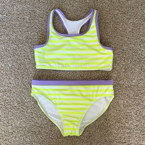 Wonder Nation Neon Striped Bikini - Lime and Lavender